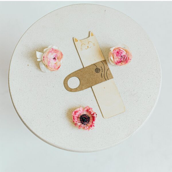 Signet en bois pour le livre - Chat